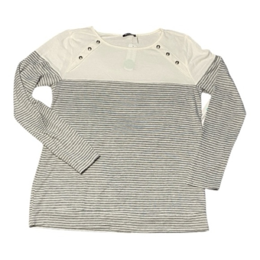 Pink Clover Striped Knit Top with Button Accents
